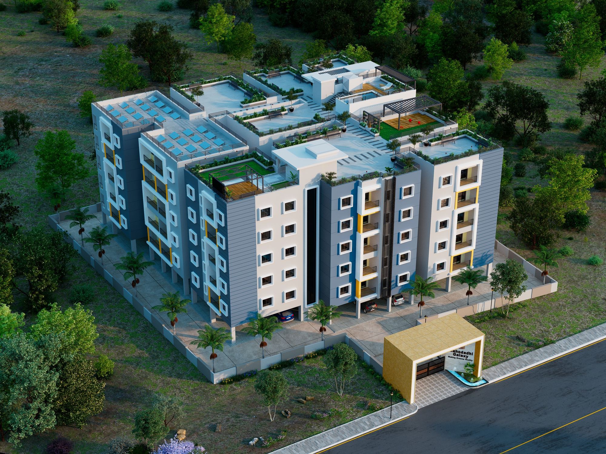 Aerial view of a Mahodadhi Homes residential complex in Bhubaneswar, Odisha