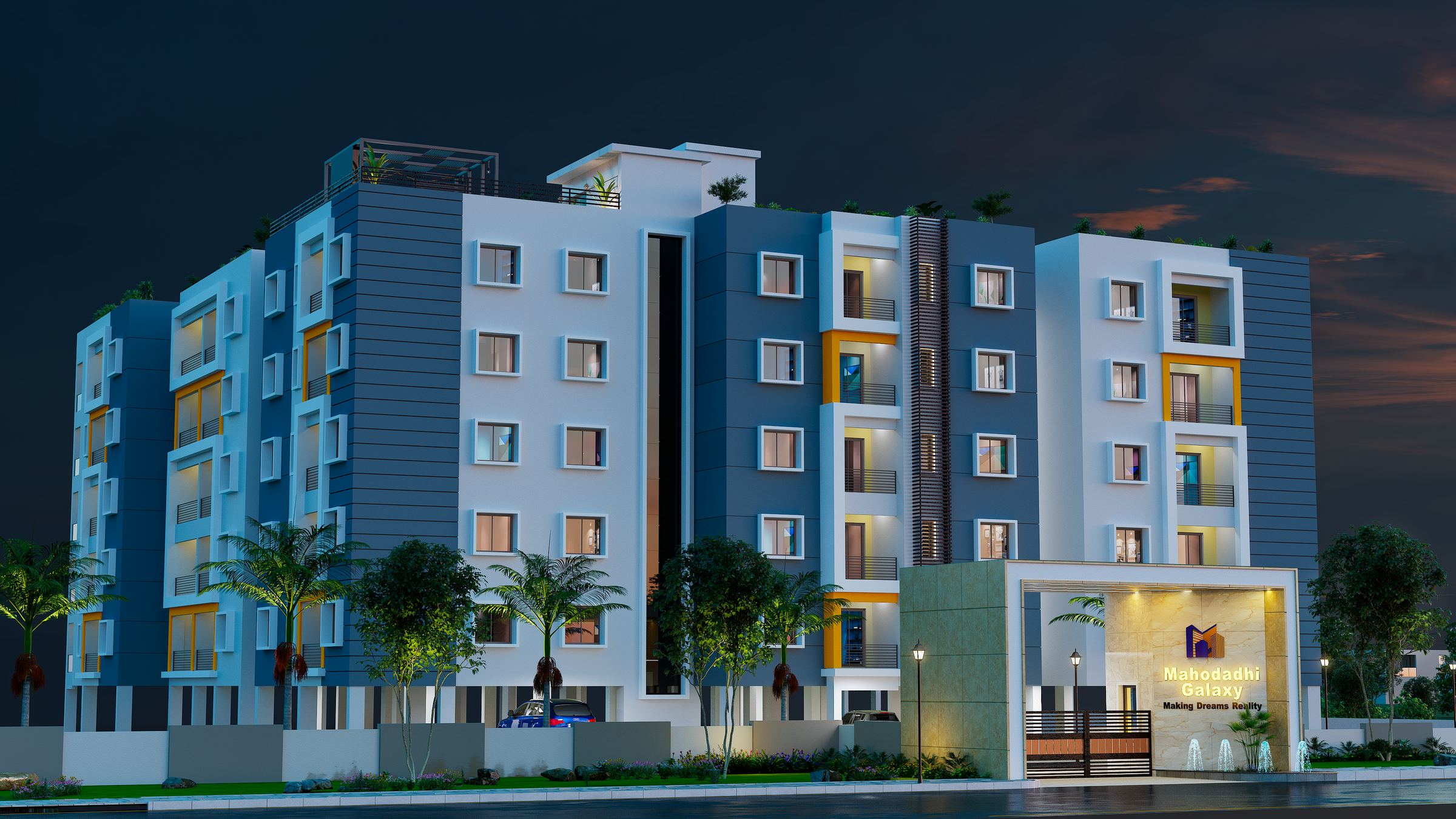 Front facade of a Mahodadhi Homes residential building in Bhubaneswar, Odisha